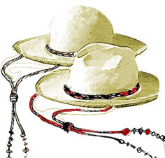 straw hats with stampede strings